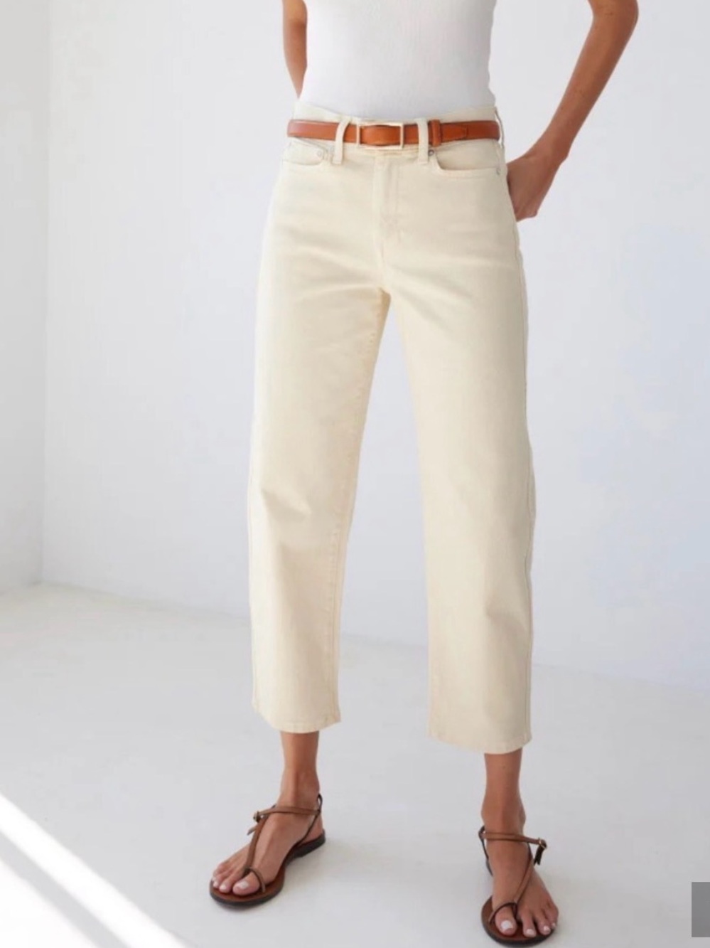 AYR Cream Straight-Leg Jeans